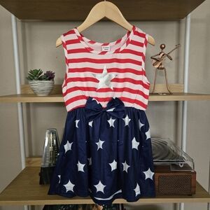 Girls' 4th of July Patriotic Stars and Stripes Tutu Dress with Bow Size 4-5Y
